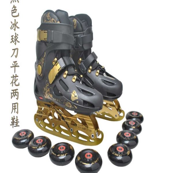 Pattini a rotelle in linea HK scarpe da hockey su ghiaccio skate uomini e donne pattinaggio per adulti pattini scivolosi modello di fiore piatto tondo dritto i HKD230725