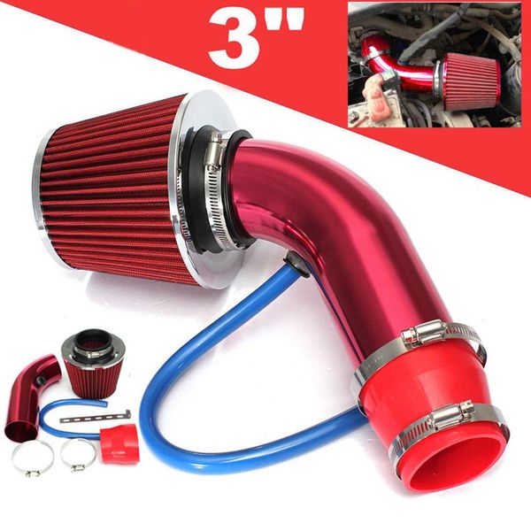 Universal Car Cold Air Intake Filter Alumimum Induction Kit Pipe Hose System Red224T