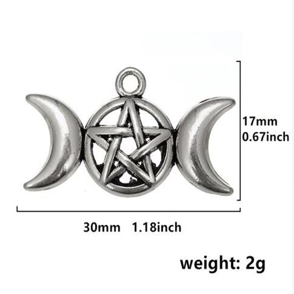 Charms con pendente a tripla dea della luna adatto per collana braccialetto pentagramma protezione pentacolo stella antica212p