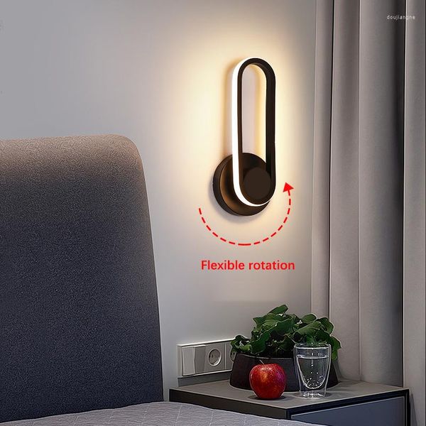 Duvar lambası Modern LED lambalar Minimalist siyah ve beyaz silikon Accon Yatak odası oturma odası çalışması koridoru aydınlatma fikstürü parlaklık