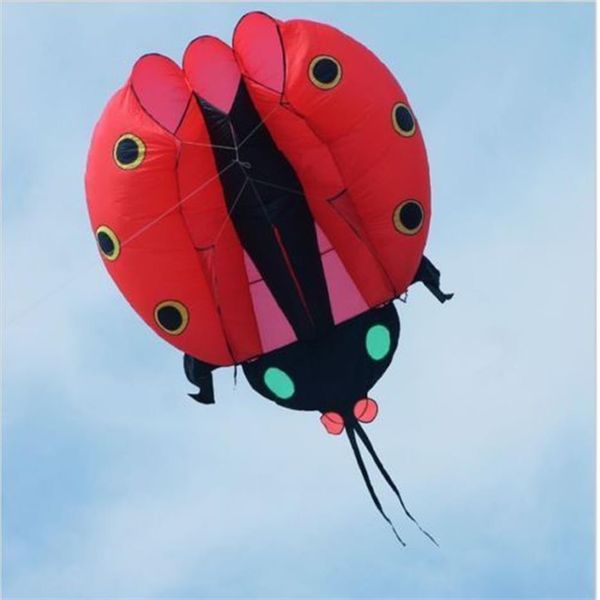 Details zu 3D Riesiger weicher Riesen-Marienkäfer-Drachen, Outdoor-Sport, einfach zu fliegen, rot, 270 V