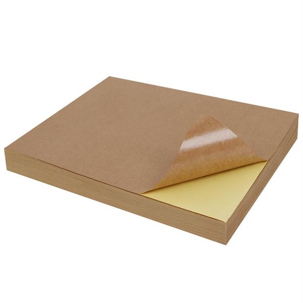 100 листов Kraft Sticker Paper The Deat Toner Перенос A4 Self -Adsive Brown Diy Print