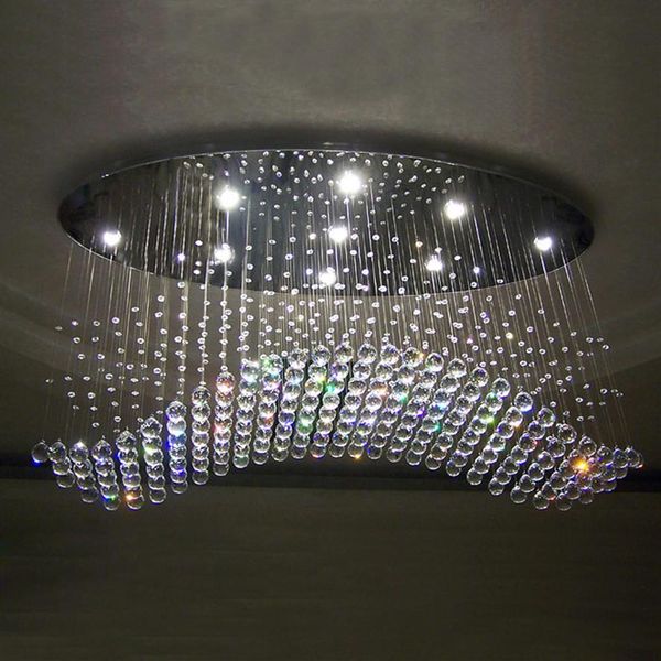Kronleuchter ovaler Vorhang Welle moderne Kronleuchter Kristalllampe Wohnzimmer EL Beleuchtung205m