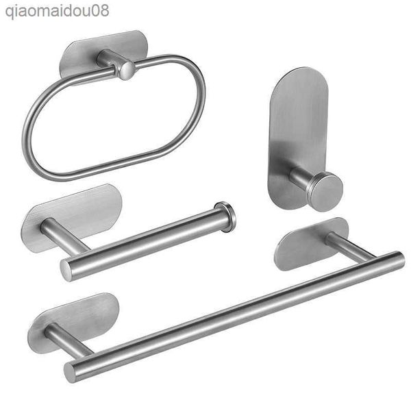 Set di ferramenta per il bagno Porta accappatoio in acciaio inossidabile spazzolato Portasciugamani Mensola Porta carta igienica Accessori per il bagno L230704