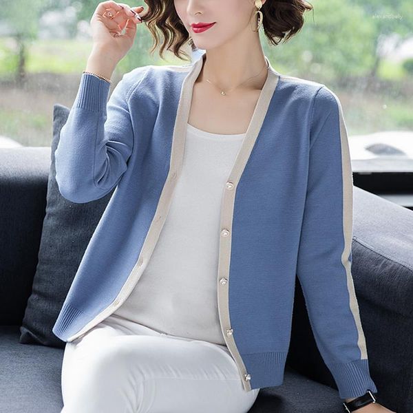 Camicette da donna Moda scollo a V Bottoni impiombati Camicia a righe di seta brillante Abbigliamento 2023 Autunno Camicie casual allentate Camicetta tutto fiammifero