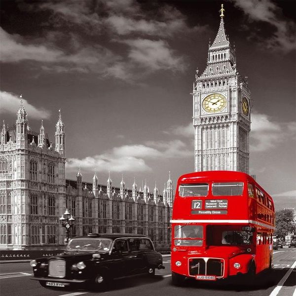 Venda direta Ônibus de Londres com Big Ben Cityscape Decoração de parede para casa Arte de imagem em tela Sem moldura Paisagem Hd Impressão Pintura Arts2415