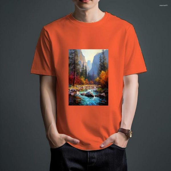 Erkek Tişörtleri WSFEC S-4XL Gömlek Erkek Giyim Moda Yağlı Boya Deseni Yaz Kısa Kollu Pamuk Trendi Gündelik Top Özel Tshirt