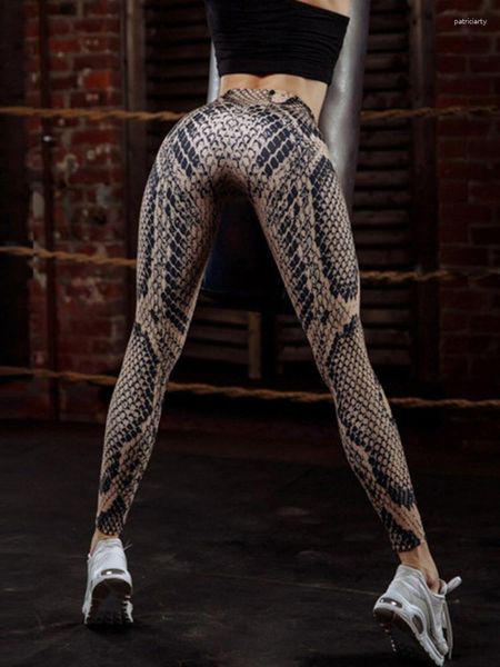 Leggings da donna Sexy a vita alta da donna Stampa serpente Casual femminile Slim Push Up Allenamento Fitness Pantaloni da yoga Leggins da palestra