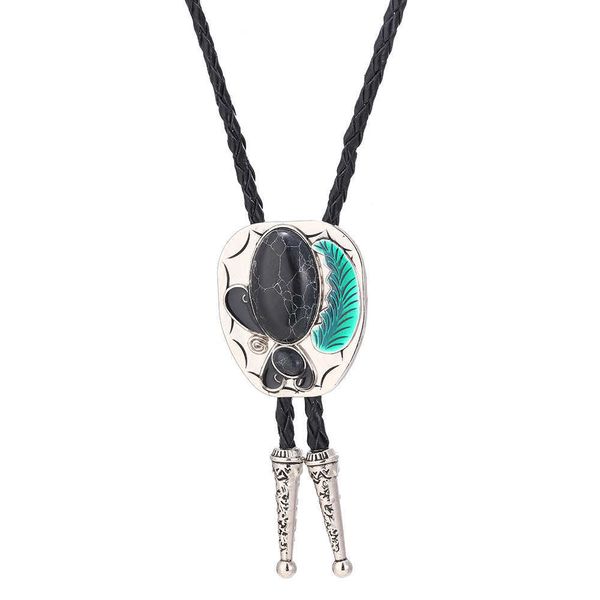 Bolo Ties Western cowboy in lega di zinco punto olio punto turchese naturale bolo cravatta uomo e donna ciondolo in pelle corda uomo e collana donna HKD230719