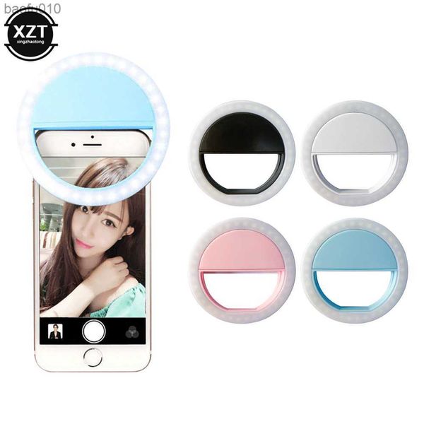 Led Selfie Ring Light Obiettivo per telefono cellulare LED Selfie Lamp Ring per iPhone Samsung Xiaomi Huawei Phone Selfie Clip Light Accessorie L230619
