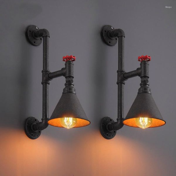 Lampada da parete stile industriale singola testa paese americano ferro loft creativo luce scale retrò tubo