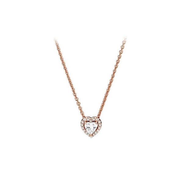 925 Sterling Silber Herz Anhänger Halskette Originalverpackung für Pandora CZ Diamant helle Sternkette Halskette Damen und Herren Set Geschenke244T