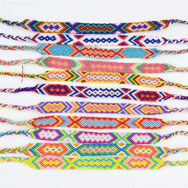 Vendita di moda stile vintage colori casuali 1 5 cm di larghezza cotone lavorato a maglia unisex braccialetto dell'amicizia braccialetti estivi229v