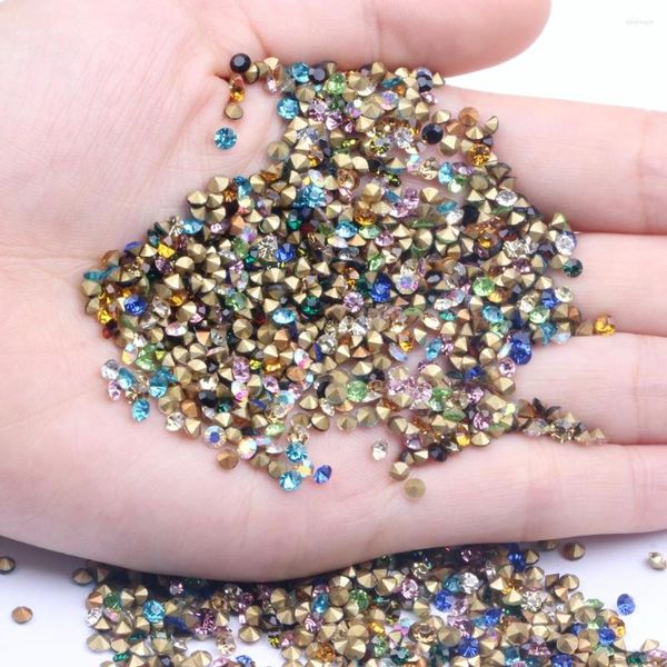 Tırnak Sanat Dekorasyonları SS11 2.8-2.9mm 1440pcs Point Geri Cam Rhinestones Seçmek İçin Birçok Renkler Mücevher Yapma DIY için Yuvarlak Glitter Boncuklar