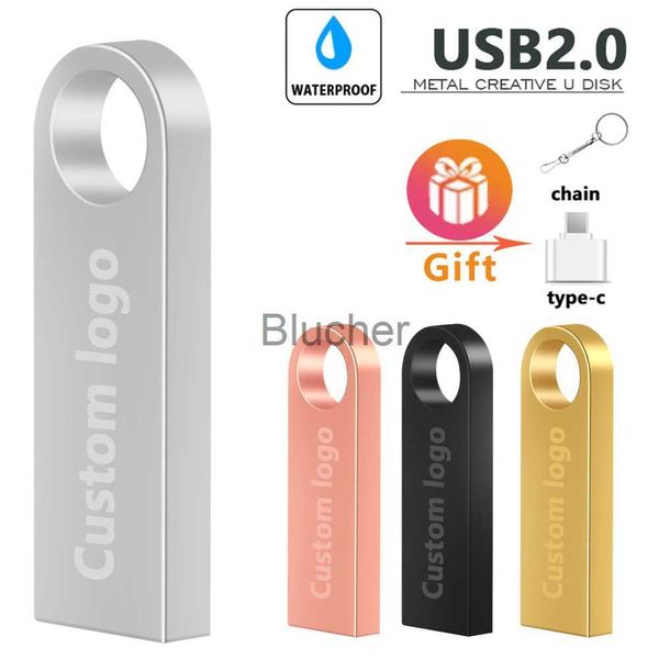 Schede di memoria Chiavetta USB NUOVO metallo memoria chiavetta USB 32GB pendrive 128GB 64GB pen drive impermeabile 16GB 8GB chiavetta USB flash 20 tasti Custom x0720