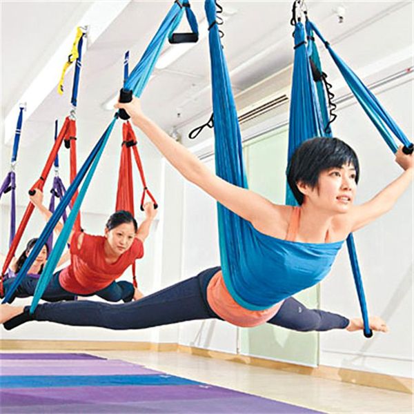 Yoga Hängematte Schaukel Fallschirm Stoff Inversion Therapie Anti-schwerkraft Hohe Festigkeit Dekompression Hängematte Yoga Gym Hängen Yoga Strip264p