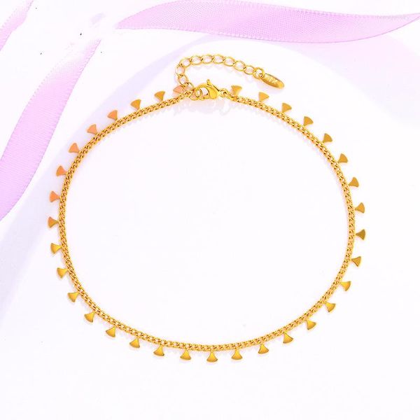 Cavigliere Summer Beach Foot Chain Women Paillettes Nappa Cavigliera geometrica Vero oro 18k Colore Grazioso regalo di gioielli