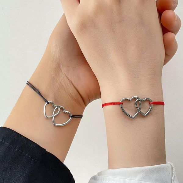 Braccialetti a maglie Cuore infinito intrecciato a mano per donna Uomo Amante Coppia Bracciale Set Amicizia Gioielli Regalo BFF