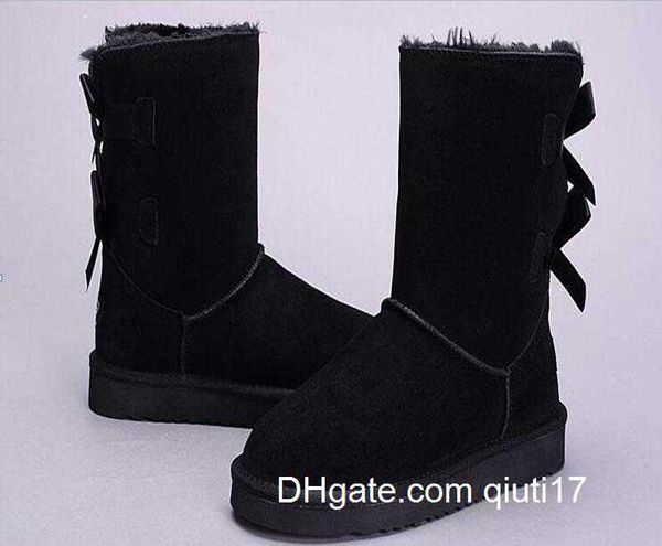 Botas femininas botas para meninas curtas mini clássico joelho alto inverno bota de neve Bailey Bow botinhas femininas tornozelo gravata borboleta preto cinza castanha 4 cores ds2q tamanho 5-10 Z230720