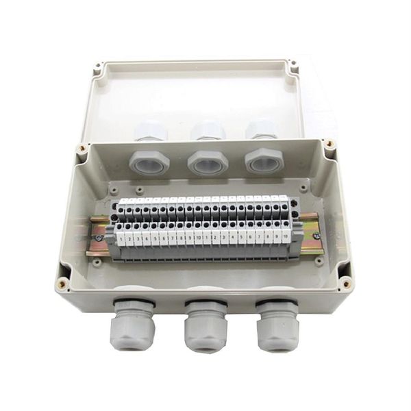 IP65 водонепроницаемая кабельная соединительная коробка 3 в 3 Out 200 120 75 мм с UK2 5B DIN Rail Terminal Blocks256a