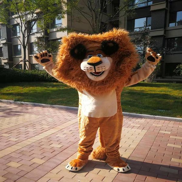 Disfraz de mascota de león de lujo con imágenes reales de alta calidad, disfraz de personaje de dibujos animados de mascota, tamaño adulto 286j