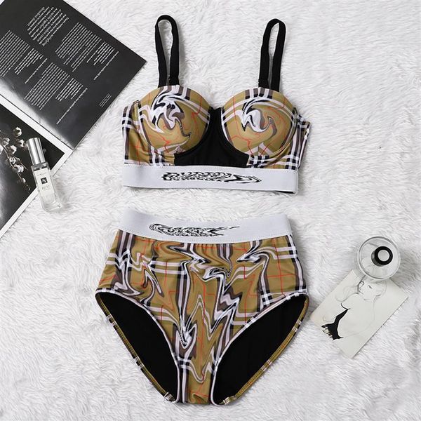 2023 B Sexy Bikinis Badeanzug Designer Bikini Textil Frauen Bademode Sommer Hohe Taille Strand Badeanzug mit Stahlhalterung Sports207J