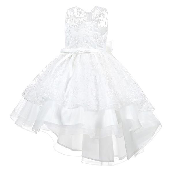 Vestidos para meninas moda princesa saia infantil tendência respirável renda malha flor bordado roupas 1243354l