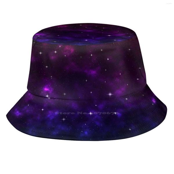 Berretti Bi Galaxy Cappello pieghevole Panama Bucket Cap Bisexual Nebula Stars Pride Flag Pattern Blu Rosa Viola