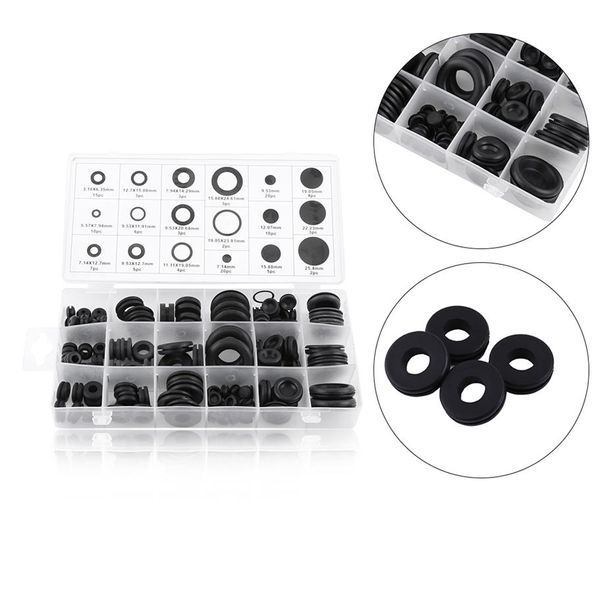 125pcs set di passacavi in gomma 18 misure passacavo in gomma set di tappi per fori per firewall set di guarnizioni per cavi elettrici passacavo assortimento227I