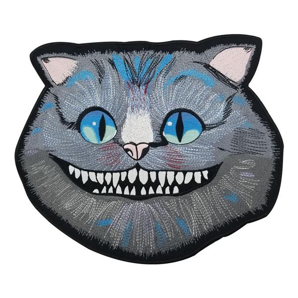 Cheshire Cat Ceket Rider Biker Patch 243D'nin tam arkası için büyük boyutta büyük işlemeli yama demir