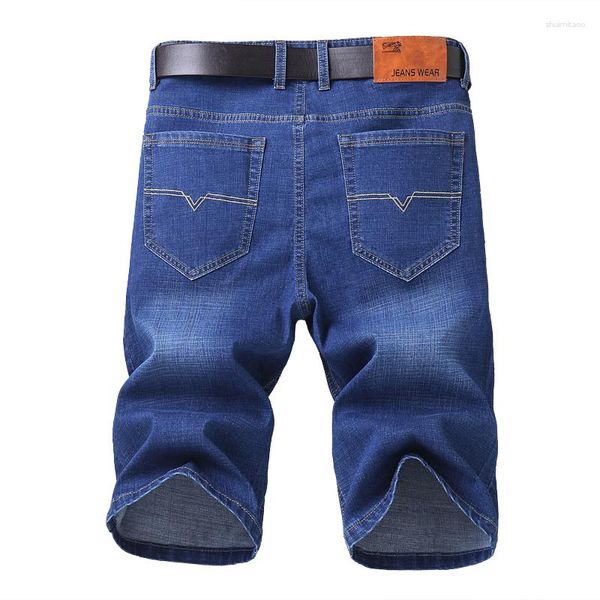 Jeans Masculino Azul Verão Negócios Moda Calções Denim Soltos Marca de Alta Qualidade Masculino Moderno para Todos os Combinados Elasticidade Cowboy Cropped Pants