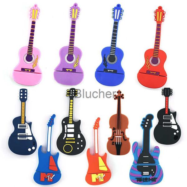 Карты памяти USB Stick USB Flash Drive 4GB Cartoon Guitar Pendrive 32GB Music Pen Drive 8 ГБ милый скрипка16GB Высокая скорость 64 ГБ память 128 ГБ подарок x0720