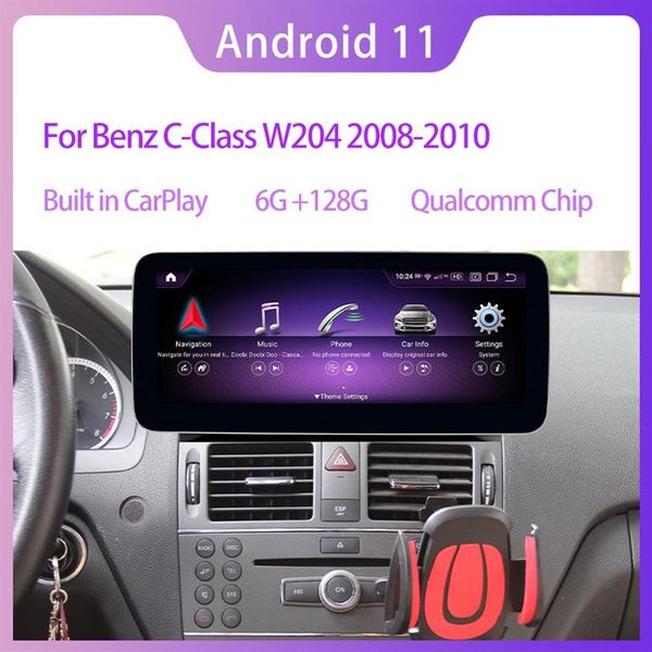 6G RAM 128 ROM 10 25 Qualcomm Android 11 Car PC Radio GPS Navigation Bluetooth WiFi Head Unit Tela Para Mercedes Benz C Cla233h