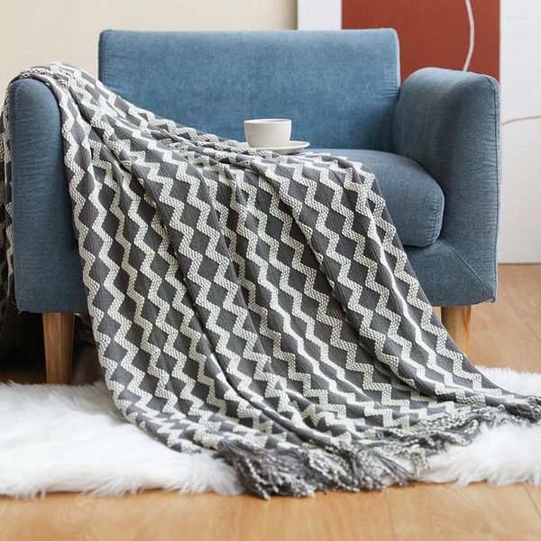 Одеяла вязание броска одеяло Геометрия Кровать Кровать ковер Летнее офис кондиционер.