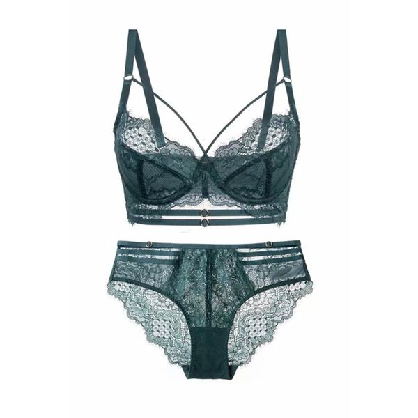 TERMEZY Clássico Bandagem Conjunto de Sutiã Verde Lingerie Push Up Sutiã Conjunto de Lingerie de Renda Sexy Bandagem Calcinhas Para Mulheres Lingerie C1212251W