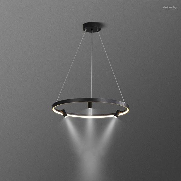 Lustres Moderno Lustre LED Ring Light Sala de jantar Suspensão Luminária Lâmpada interna Foco criativo Lâmpadas para lojas de roupas de escritório