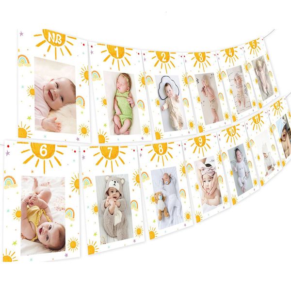 Banner Bandeiras Sunshine Sun Po Banner Baby 1st Birthday Party Decorações First Trip Around The Sun Po Banner para nascidos até 12 meses 230720