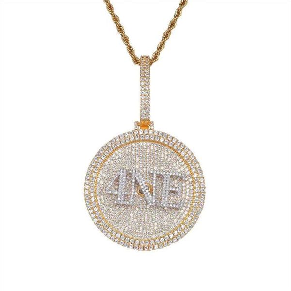 5x5cm Nome Personalizado Medalha Pingentes Estilo Hip Hop Homens Spin Necklace Chain Qualquer Fonte Letras Números Símbolos Color239p