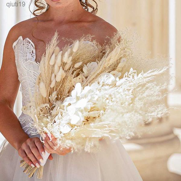 Flores secas luxuosas rosas pampas preservadas buquês de casamento boho buquê de noiva rústico flores secas para cerimônia de casamento decoração de festa nupcial r230720