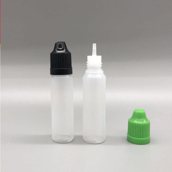 2000pcs/karton 15ml pe kalem şekli plastik şişeler 1/2 oz damlalıklı esansiyel yağ eliquid şişeleri renkli çocuk geçirmez kapaklar ince uç vkqma