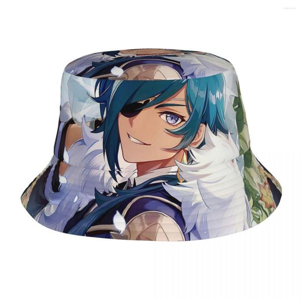 Boinas Kaeya Genshin Impacto Bucket Hat Para Mulheres Homens Praia Anime Floppy Estilo Leve Chapéus De Pesca Ao Ar Livre Bob