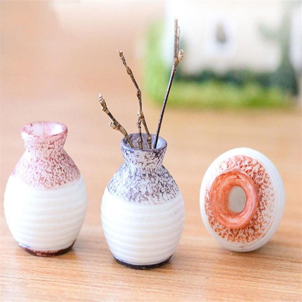 6pcs mini reçine vazo bonsai figürinler peri bahçe teraryumlar için minyatürler süs oyuncusu ev dekor reçine zanaat285d