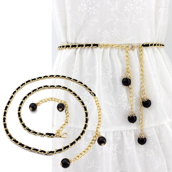 Gürtel Frauen Mode Metall Haken Perle Tragen Taille Kette Damen Designer Perle Verziert Kleid Kleidung Zubehör