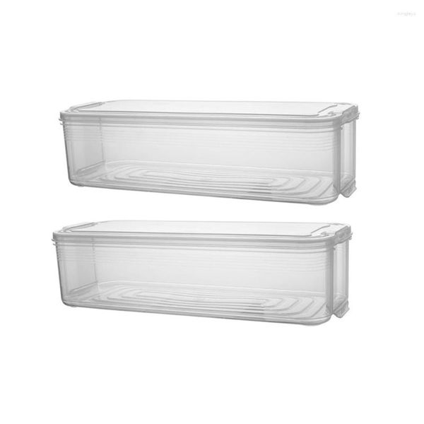 Garrafas de armazenamento caixas de plástico caixa de geladeira recipientes de alimentos com tampa para cozinha geladeira armário freezer organizador de mesa