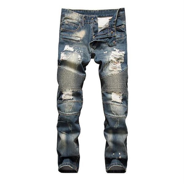 2021 Fashion New Men Jeans Jeans Cool Mens Croved Ruped Jeans Masdayer Designer Straight Motorcycle Biker Jeans Джинсы причинно -джинсовые штаны303p