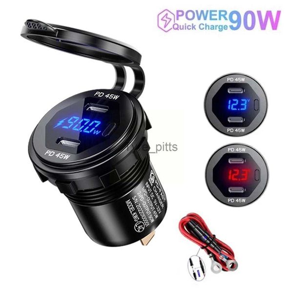 Outros Carregadores de Baterias 90w Dual USB Charger Socket Adaptador de Tomada de Energia 12v 24v À Prova D' Água Dupla Portas USB Carga Rápida Para Carro Barco Suv Sedan Rv 20 V0d3 x0720