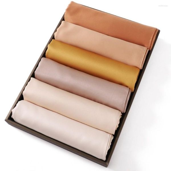 Cachecóis 28 Cores Premium Silk Cetin Hijab Cachecol Feminino Luxo Muçulmano Véu Longo Sólido Tippet Boa Qualidade Muçulmano Ramadã