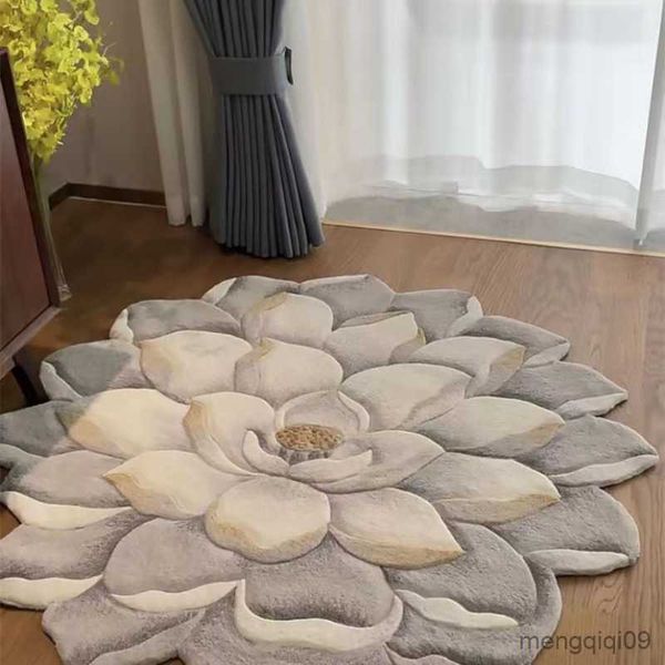 Tappeti Tappeto rotondo a fiori Tappeto per soggiorno ispessito in cashmere Tappetino per divano Tappeti grandi Tappeti per camera da letto Tappeto per esterni Tappeto moderno per salotto R230720