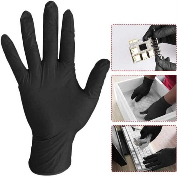 100 Unids Negro Guantes Desechables de Nitrilo Limpieza del Hogar Guantes de Nitrilo Laboratorio Nail Art Guantes Antiestáticos 9 Pulgadas de Longitud T2001983