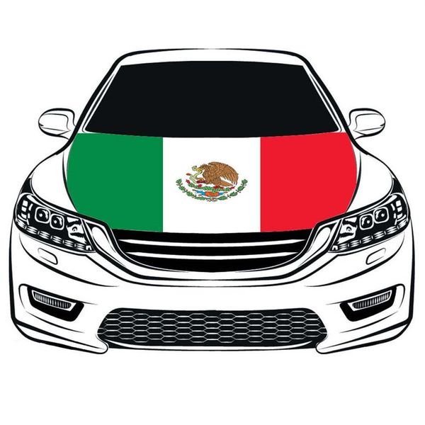 Mexiko-Nationalflagge, Auto-Motorhaubenabdeckung, 3 x 1,5 m, 100 % Polyester, motorelastische Stoffe, waschbar, Auto-Motorhauben-Banner219d